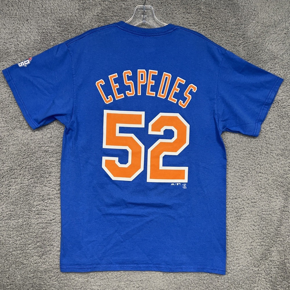New‎ York Mets Yoenis Cespedes T Shirt Men Sz M Blue #56 World Series 2-Side Tee